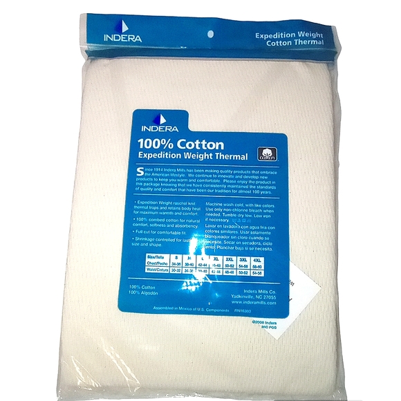 Thermal Cotton Military Issue Expedition Weight Men's Indera Mills Top Size M - Picture 3 of 4